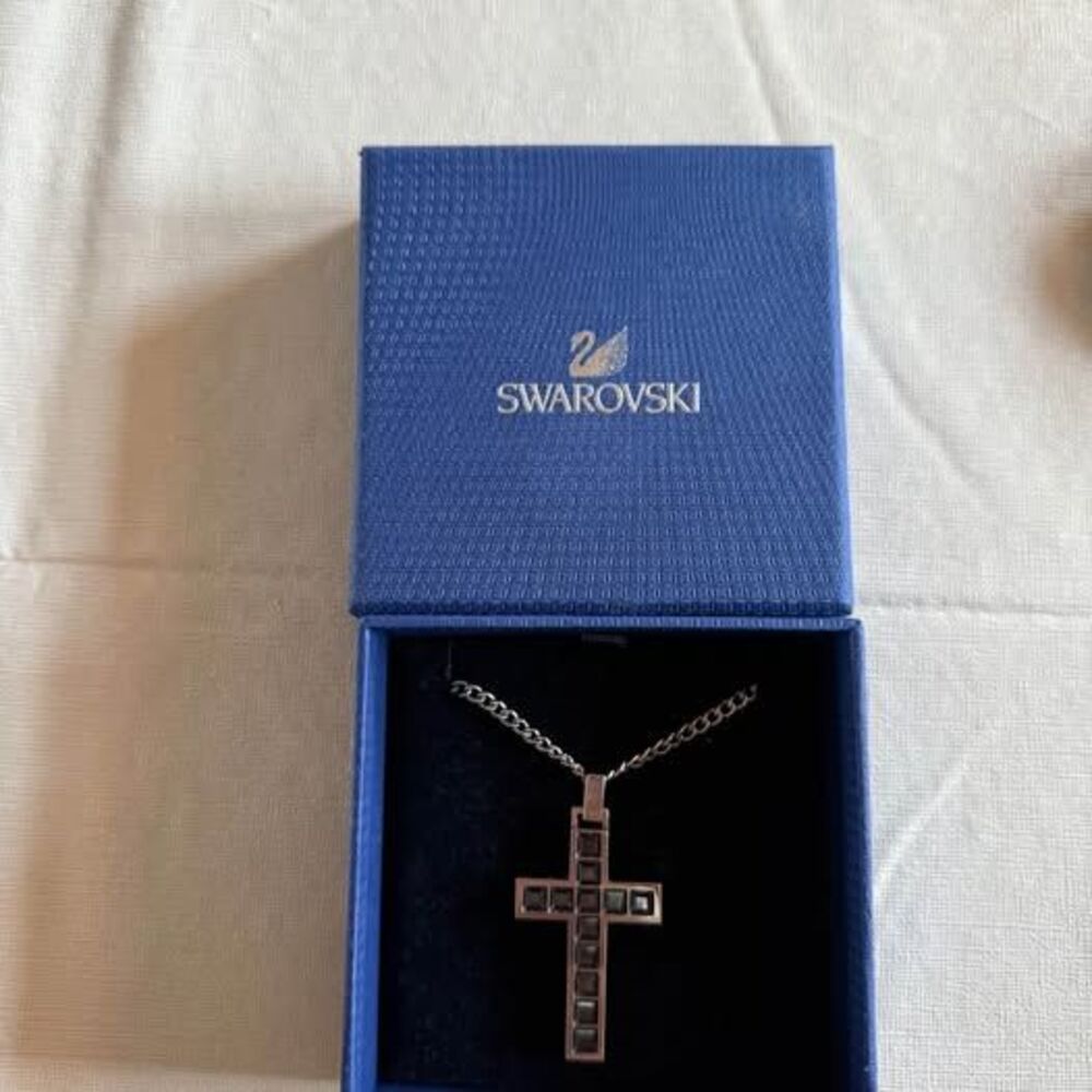 Swarovski Men Midnight Cross Pendant, brand new in box